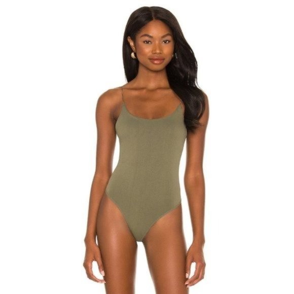 FREE PEOPLE Offline Seamless Bodysuit in Dusty Olive NWT - Picture 3 of 6